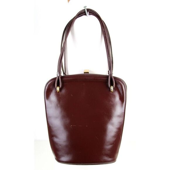 VTG KerryBrooke BROWN GENUINE LEATHER MEDIUM FRAME SATCHEL HANDBAG PURSE+WALLET - Picture 4 of 15